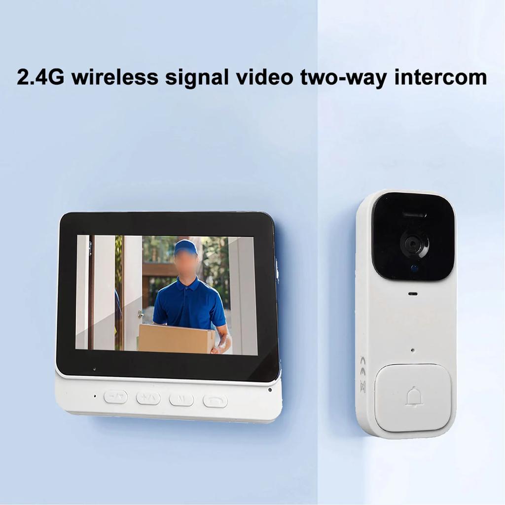4.3-inch Display Doorbell HD Video Monitor Doorbell Long Battery Life No Drilling Required Real-time Communication
