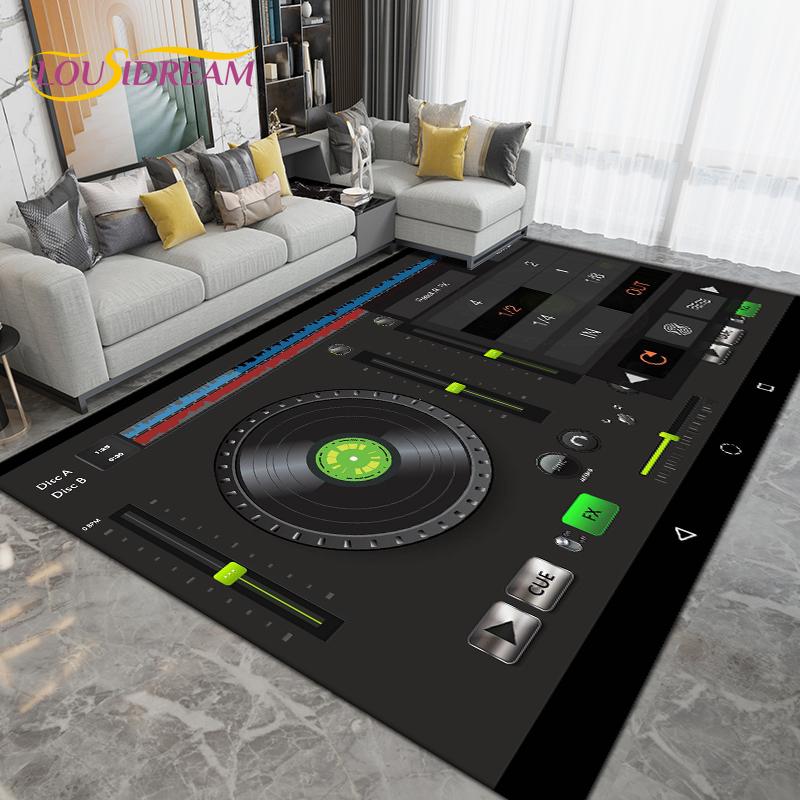 Teppich mit DJ-Musik-Screen-Muster, Teppich für Wohnzimmer, Schlafzimmer, Sofa, Küche, Badezimmer, Flur, Läufer, rutschfeste Bodenmatte