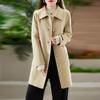 100% Wool Women Coat TIDENOVEL Autumn Wool Long Coat Handmade Pea Coat Winter Warm Wool Long Jacket Overcoat