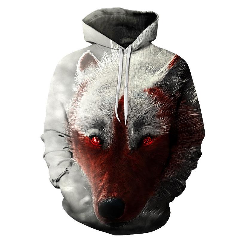3D Sweater Digital Printing Personalized Wolf Head Pullover Hoodie Casual Sweater