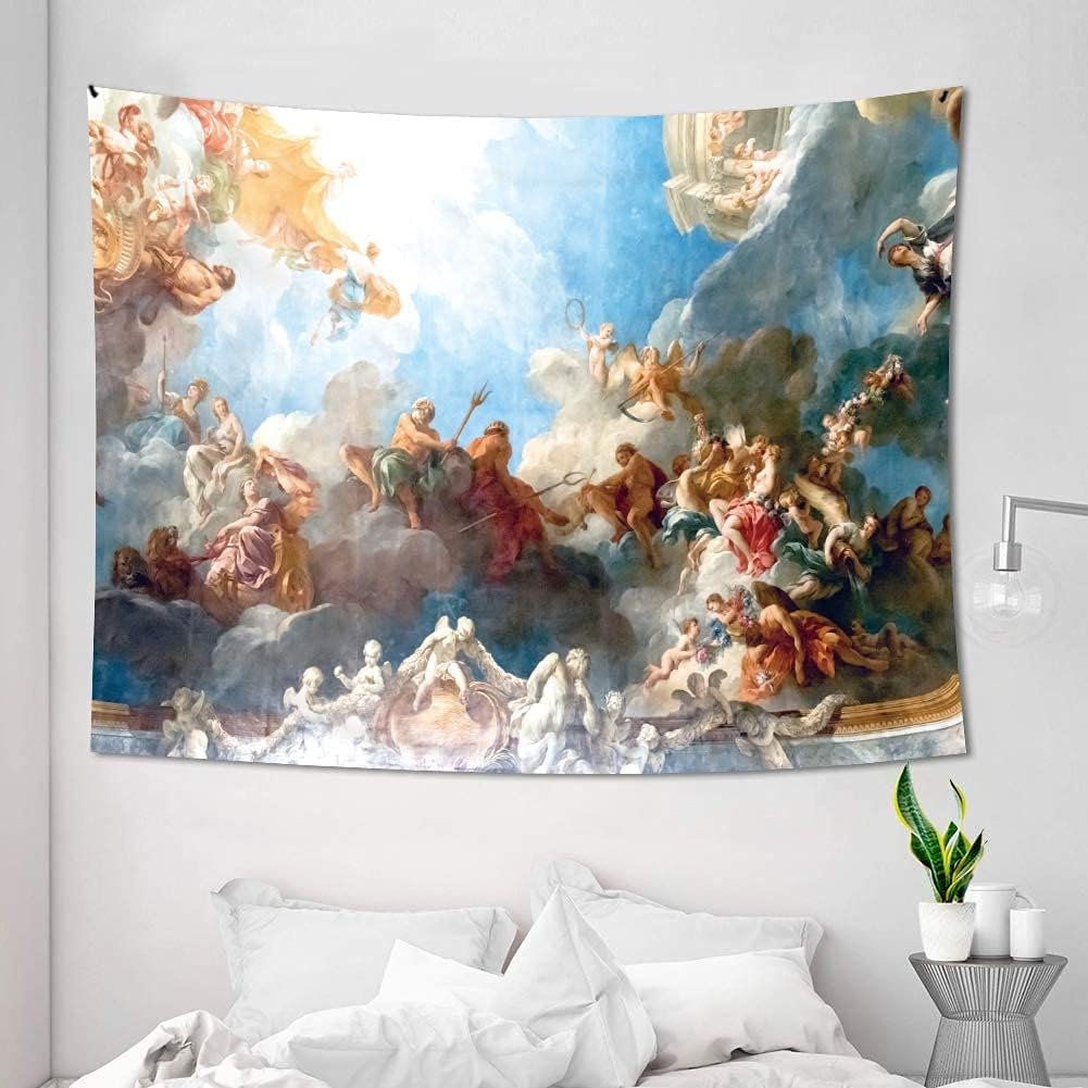 

VIKAMA Classical Angel Tapestry Baroque Style Religious HandPainted Oil Painting Texture Living Room Church Art Decoration 74x94cm(29x37in)