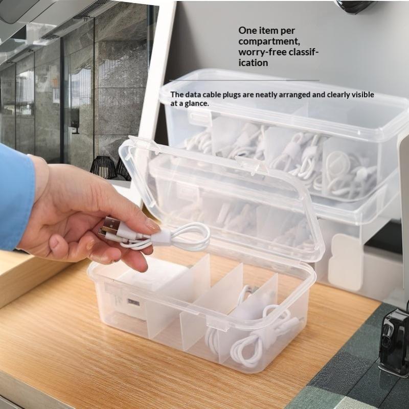 Transparent Data Cable Organizer Case Classification Dustproof Card Organizer With Lid Clutter Collection Box For Office Home