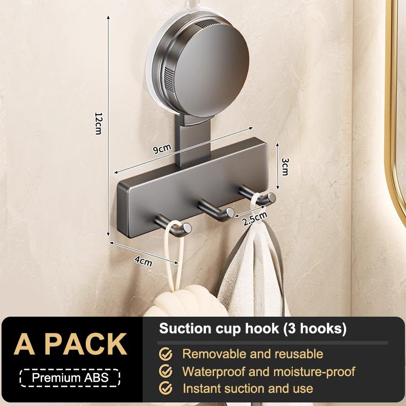 Suction Cup Hooks Punch-Free Wall Mounted Storage Rack For Coat Clothes And Towel Rack Space Saving Strong Load-Bearing Capacity