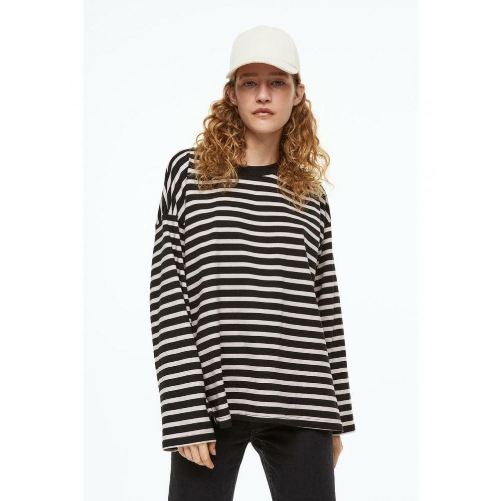 

H&M Оверсайз-топ из джерси в черную полоску 1105109006