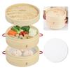 OTraki Bamboo Steamer 22cm with Handles for Easy Movement While Includes 2 1 4 Steaming and a Suitable for Commercial and Home Ideal for Steaming
