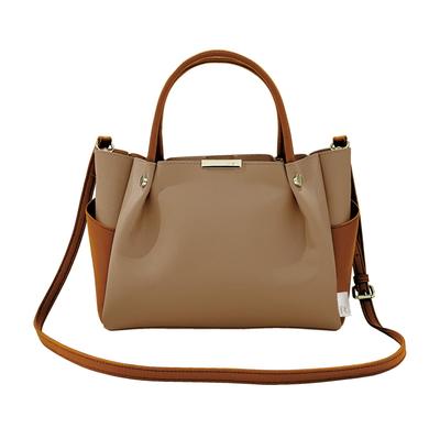 1330 Small Horizontal Beautiful Faux Leather Tote Bag with Shoulder LT BR ROOWORK [Rootote] (03 Beige)