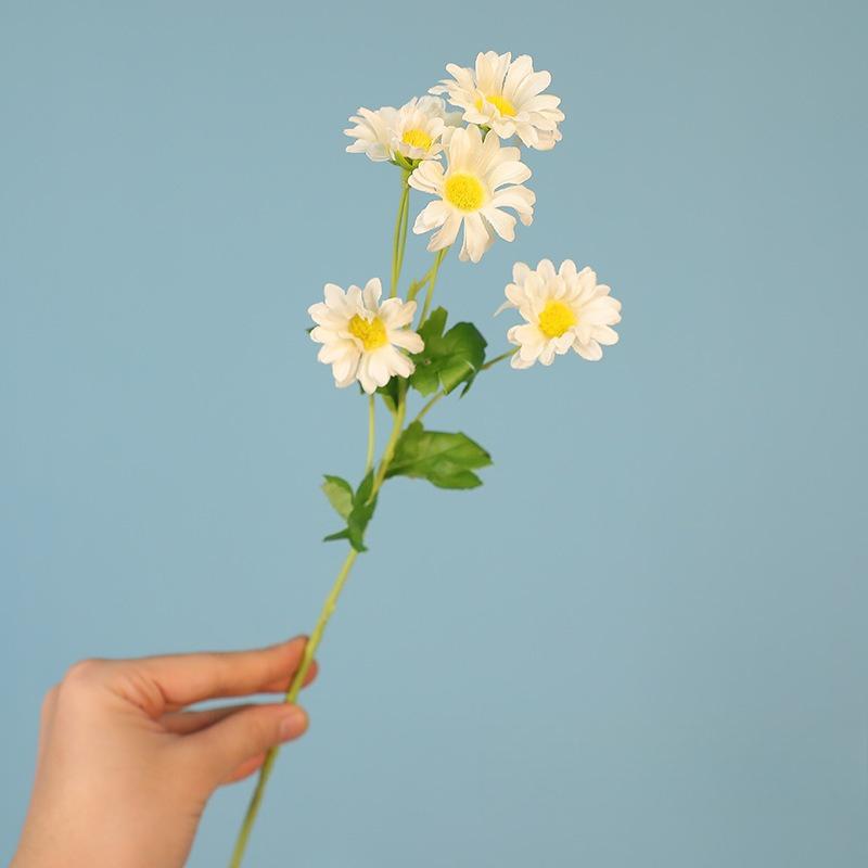 10pcs Coffee Shop Decorative Silk Pink Chamomile Simulated Flowers Home Decoration Artificial 5-Heads Daisy Branch Fake Flower