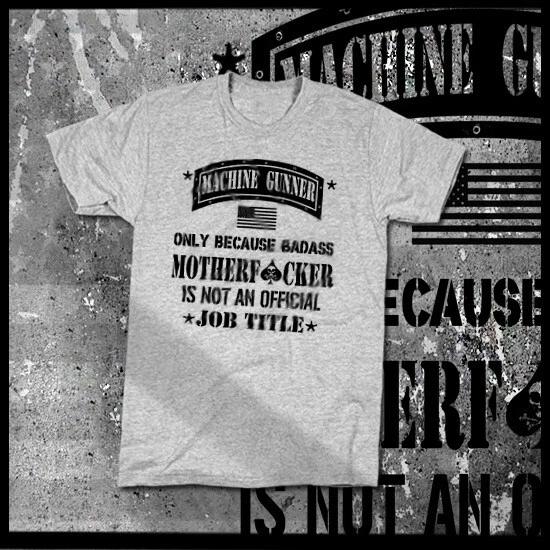 Machine Gunner Army Military Combat Iraq Afghanistan War Veteran cotton T-shirt L