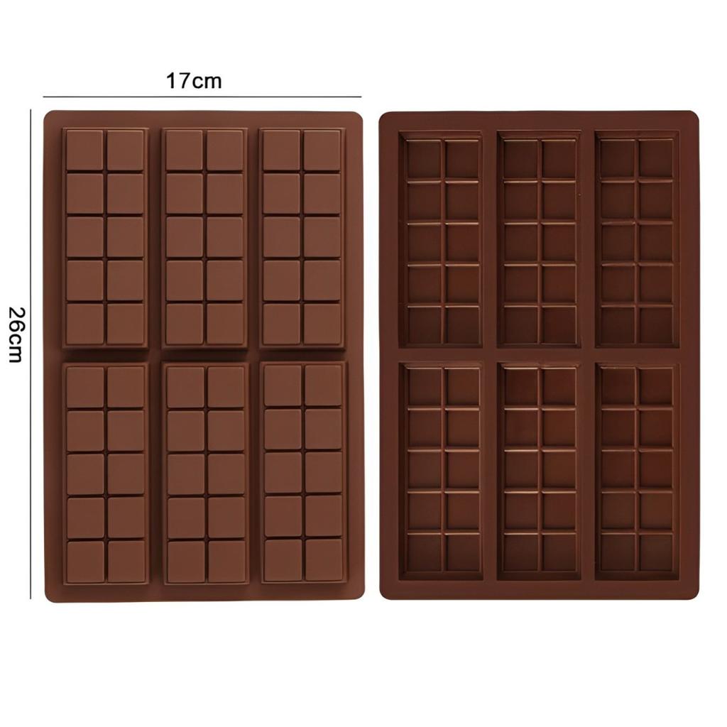 Dubai Chocolate Silicone Mold 26 x 17 cm 6 Cavities Baking Mold for Chocolate Making, Non-Stick Heat Resistant Silicone Mold
