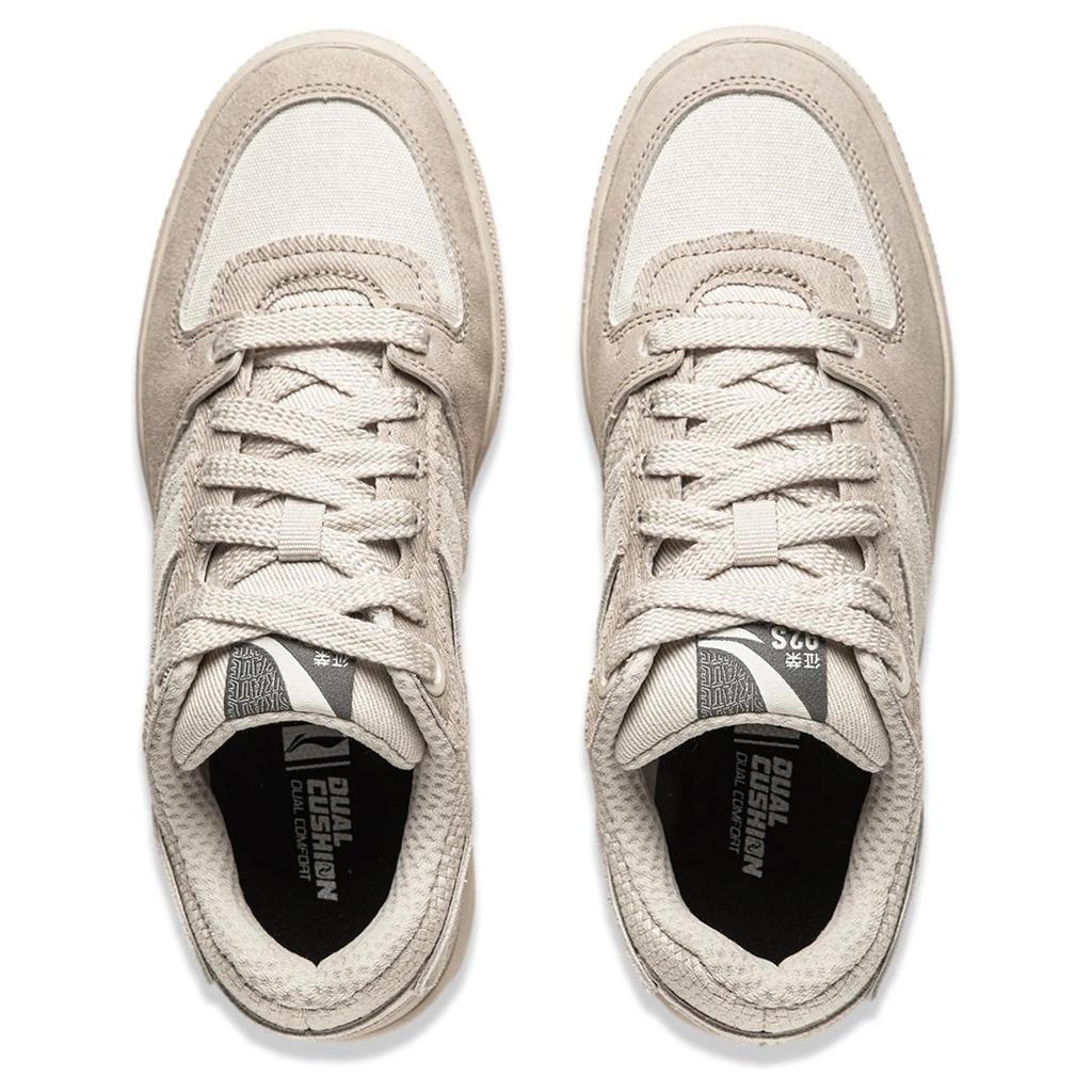 Li Ning Zheng Rong 92S Comfortable Simple Non-Slip Lightweight Low-Top Skate Shoes Women Sneakers Beige AEPU024-1