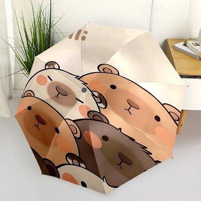 Reiseregenschirm mit Capybara-Motiv - 8 Rippen, Automatisches Öffnen und Schließen, Tragbares faltbares Design, Kompakter und stilvoller Schirm für unterwegs