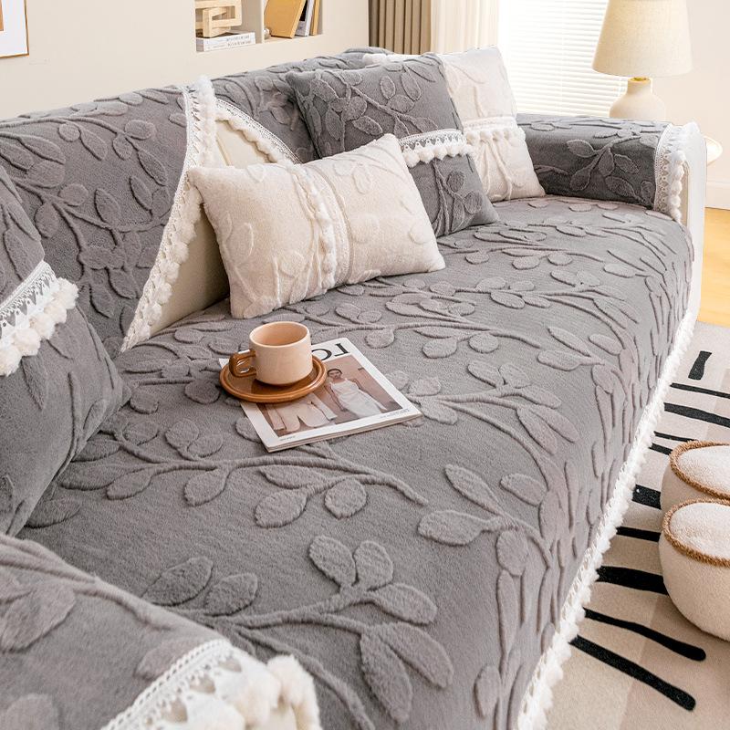 French Cream Style Sofa Cushion Autumn and Winter Plush Cushion Non-Slip Sofa Cover 2024 New Seat Cushion Cover Cloth