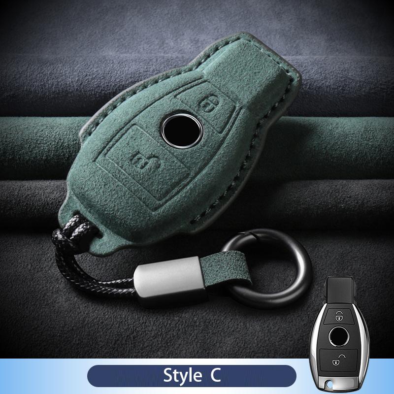 Leather Car Key Case For Mercedes Benz A C E S G R Class Gls Gla Glk Glc Cls Cla Amg W204 W205 W212 W463 W176 Suede Accessories