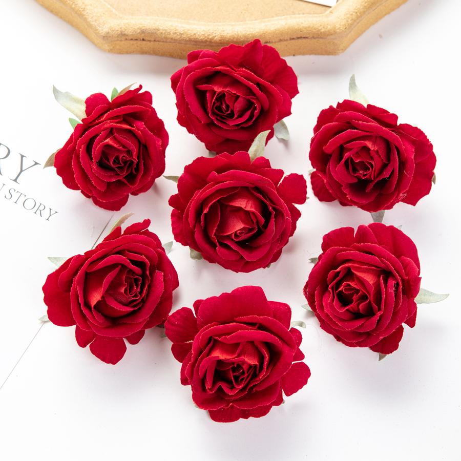 Artificial Flowers Flannel Roses Home Room Decora Valentine's Scrapbooking Wreath Wedding Bridal Accessories Clearance Diy Gift