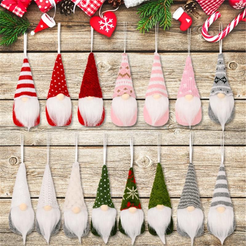 3pcs Forest Old Man Christmas Mini Doll Christmas Tree Pendant Xmas Decoration for Home Gnome Doll Xmas Kids 2022 New Year Gifts KTY