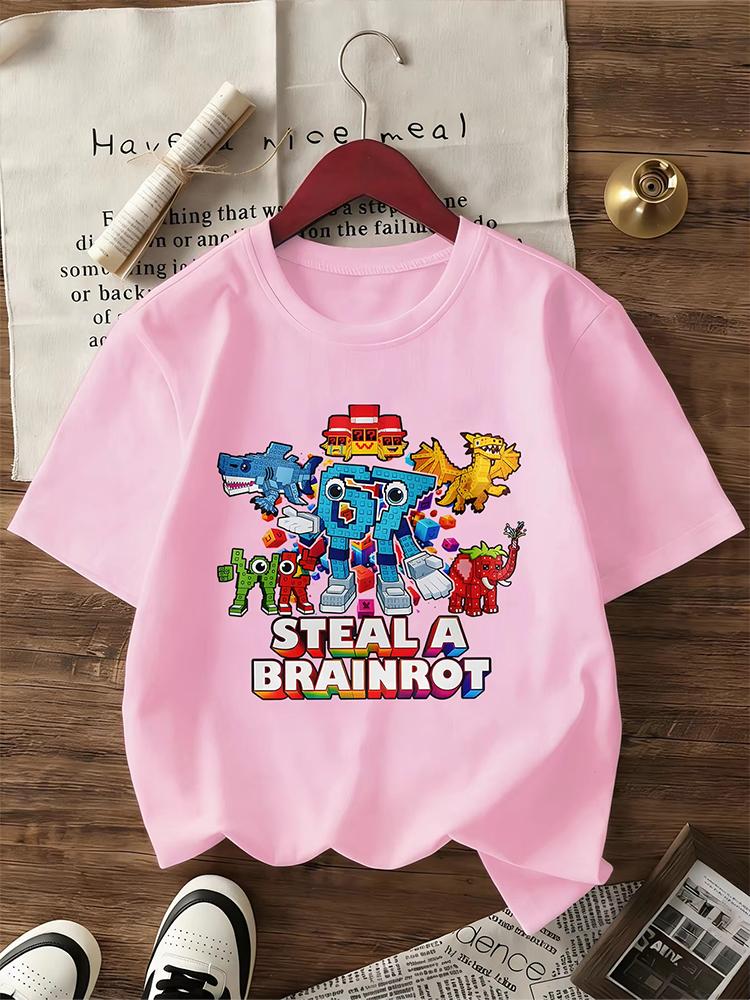 Kids Steal A Brainrot 67 Meme Graphic TShirt Soft Cotton Casual Wear for Boys Girlsdf0158 100
