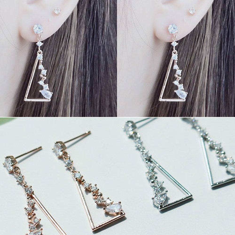 [Aslit] Zenith Triangle Cubic Drop Earrings