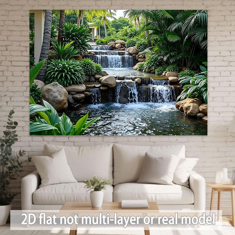 2D-Flachdesign, 1 Stück Kaktusgarten-Wasserfall-Banner - 2D-Flachdesign, geeignet für Winter-/Frühlings-/Herbstveranstaltungen