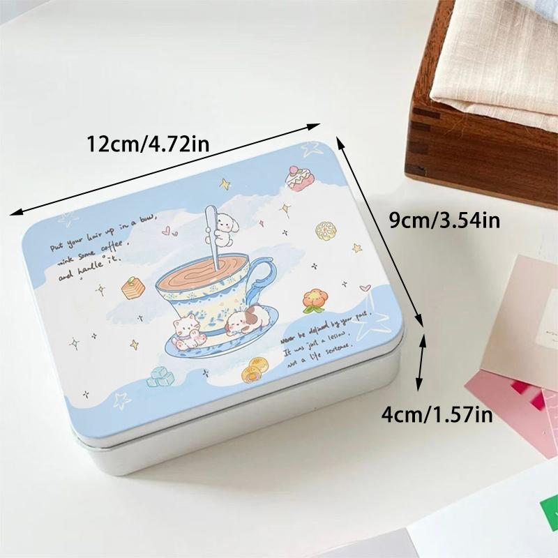 Cartoon Iron Storage Box Kpop Pocards Desktop Storage Small Card Stickers Tapes Storage Box Stationery Office Supplies