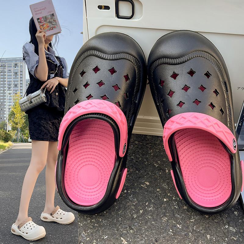 

Sandals summer women s color double-layer clogs garden shoes toe-toe shoes 36-37 чёрный
