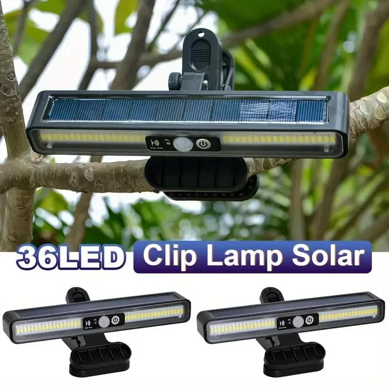 Luci Solari da Esterno Impermeabili a Clip con Sensore di Movimento, Luci Solari per Recinzione Esterne con 36 LED, Luce di Sicurezza Portatile ad Energia Solare