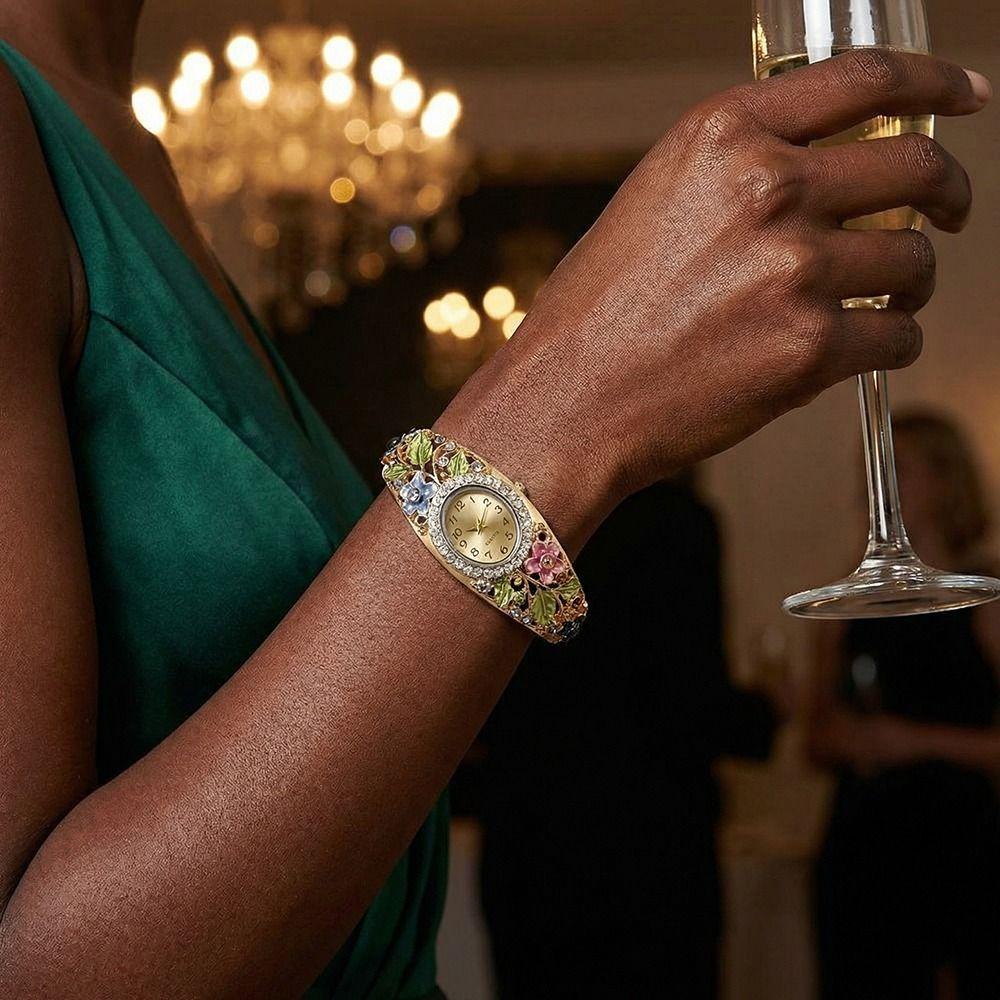 Rich In Flowers Vintage  Watch Rhinestone Bracelet Bracelet Watch  Daily Accessory
