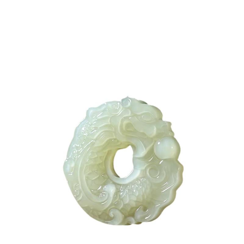 Authentic Xinjiang Hetian Jade Dragon Fish Pendant: Double-Sided, Exquisitely Carved, Unisex with Certificate