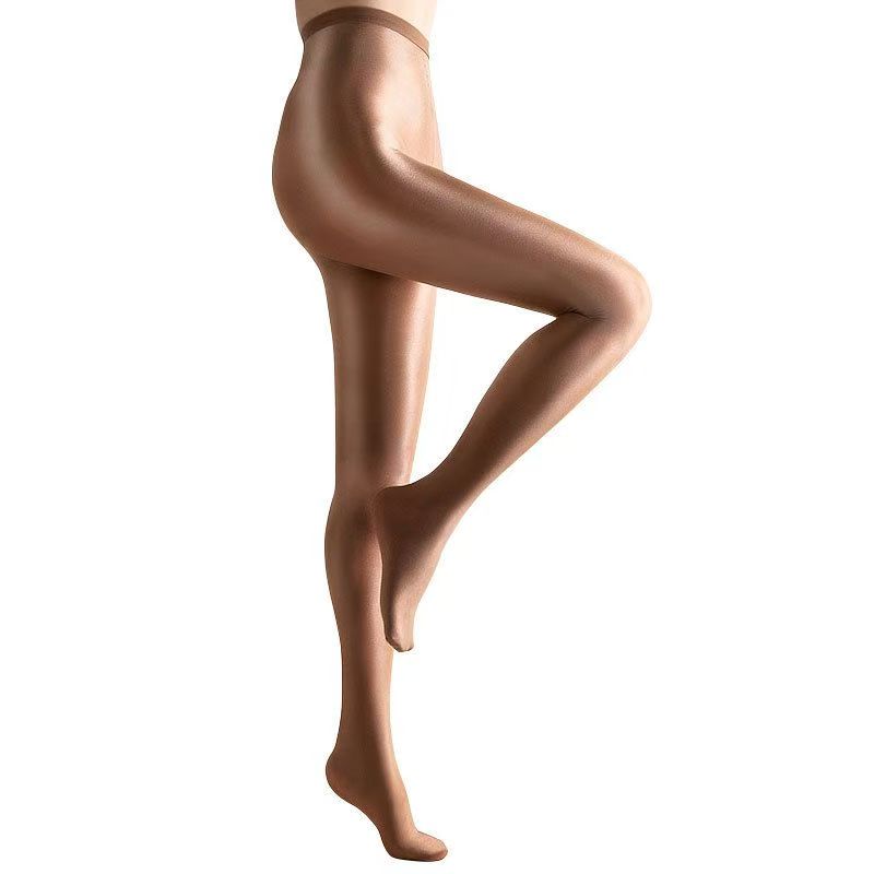 Pantalons de Yoga Sexy 70D Façonnant Collants Flash Leggings Femme Satin Huilé Brillant Collants Sous-vêtements Danseuse Chanteuse Bas Réfléchissants N One Size brown