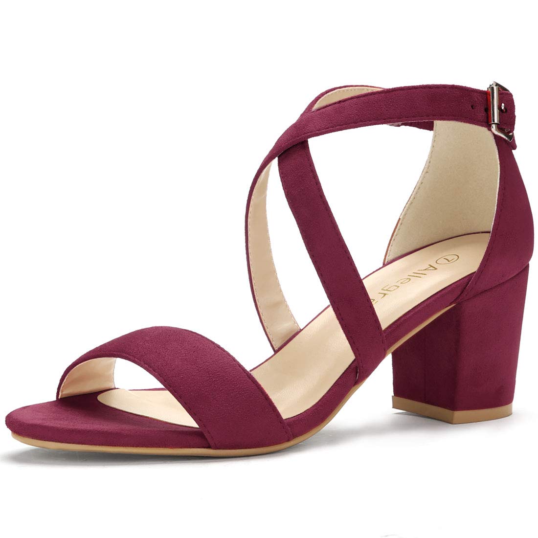 

Allegra K Women s Open-Toe Sandals with Mid-Heel Lace-Up Ankle Strap, Burgundy, Size 26.0cm