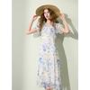 Sancai 2025 Summer Floral Chiffon V-neck A-line Maxi Dress