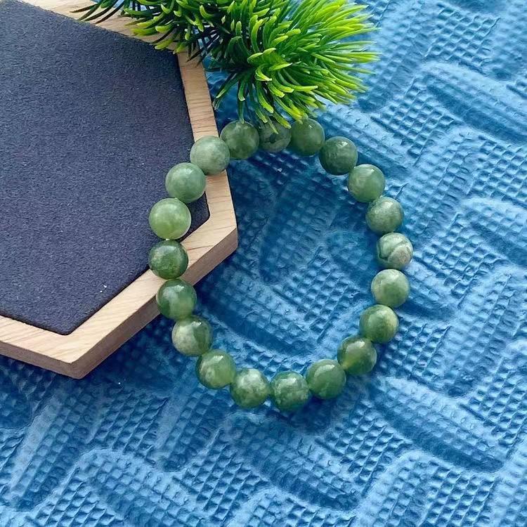 Natural Xiuyan Jade Bracelet - Green-Blue Hues, Grape Milk Cap, Becomes Greener and More Translucent with Wear, High Quality, In Stock.