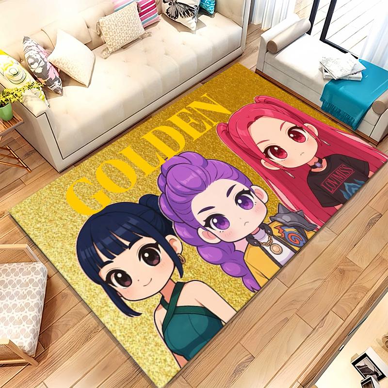K-Pop Demon Hunters Golden Saja Boys Living Room Non-Slip Area Rug Soft Carpet for Bedroom Playroom Sofa,Home Decor Doormat