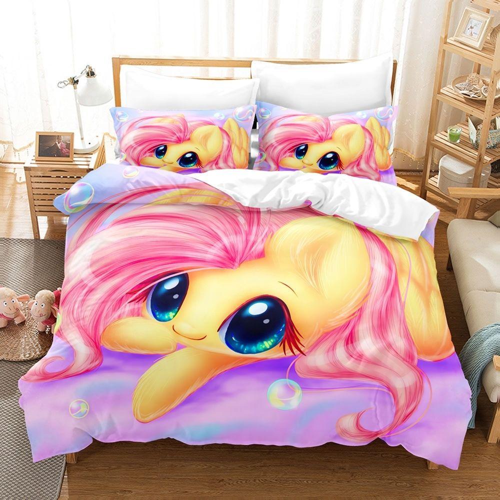 Exquisite 3D My Little P-Pony Wallpaper Digital Printing Bedding Set Duvet Cover Comforter Bed Youth Kids Girl Boys Gift