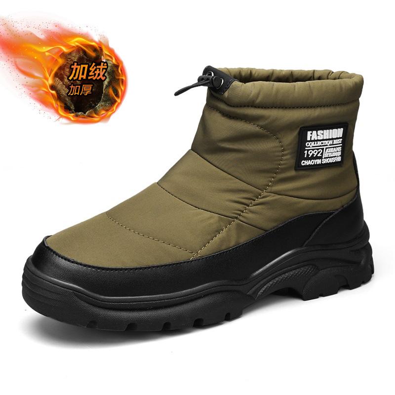 Spring Autumn New Exquisite Men's Boots with Thick Velvet and Warm Snow Boots Winter Outdoor Thick Bottom High Top Cotton Shoes