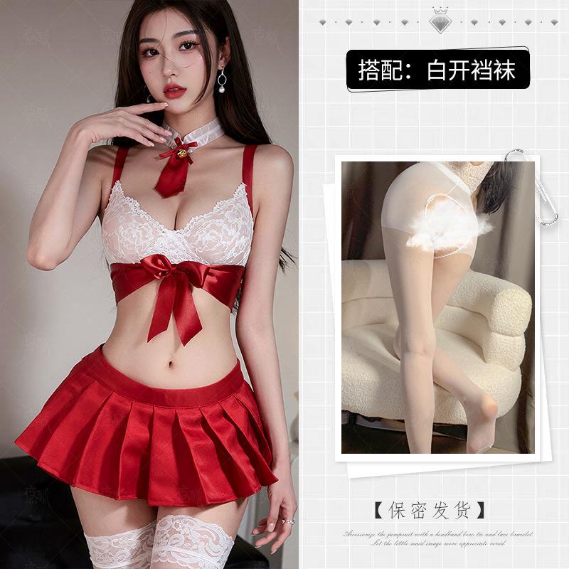 Zimei night crisp sexy underwear sexy student super short temptation pleated skirt uniform suit hair jk cute little chest