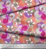 Soimoi Japan Crepe Satin Fabric Leaves & Plumeria Flower Decor Fabric Printed Metre 42 Inch