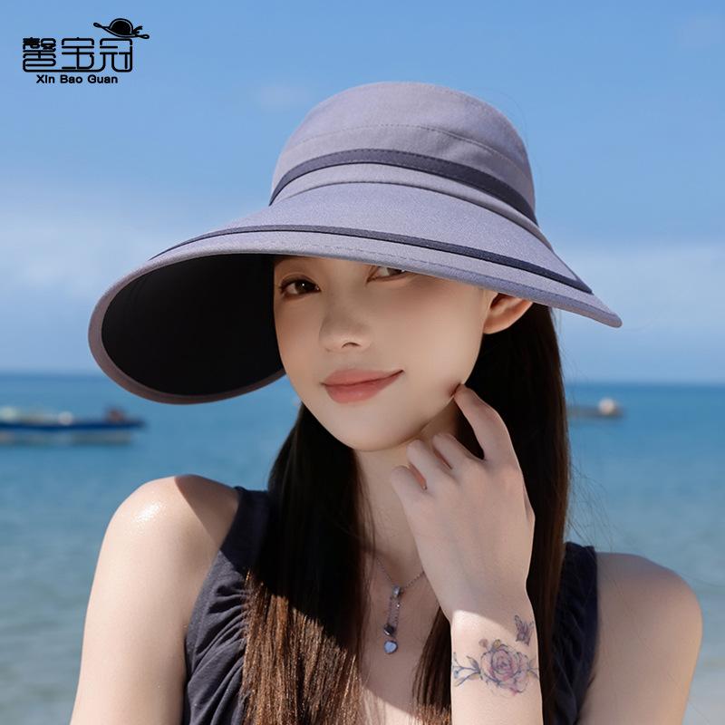 New summer hat women's fashion versatile empty top hat outdoor travel cycling big brim sun hat