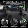 Black Superior Leather Car Seat Back Headrest Hook, Auto Seat Hook Hangers Interior Accessories for Purse Coats Umbrellas Grocery Bags Handbag,