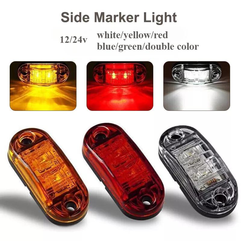 2stk 12v 24v Led sidemarkeringslys for tilhenger lastebiler Caravan Sideklaring markeringslys Lampe Led Lastebil Amber Rød Hvit 10-30V