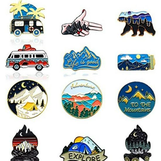 15-Piece Cartoon Alloy Brooch Set for Jackets, Hats, Backpacks