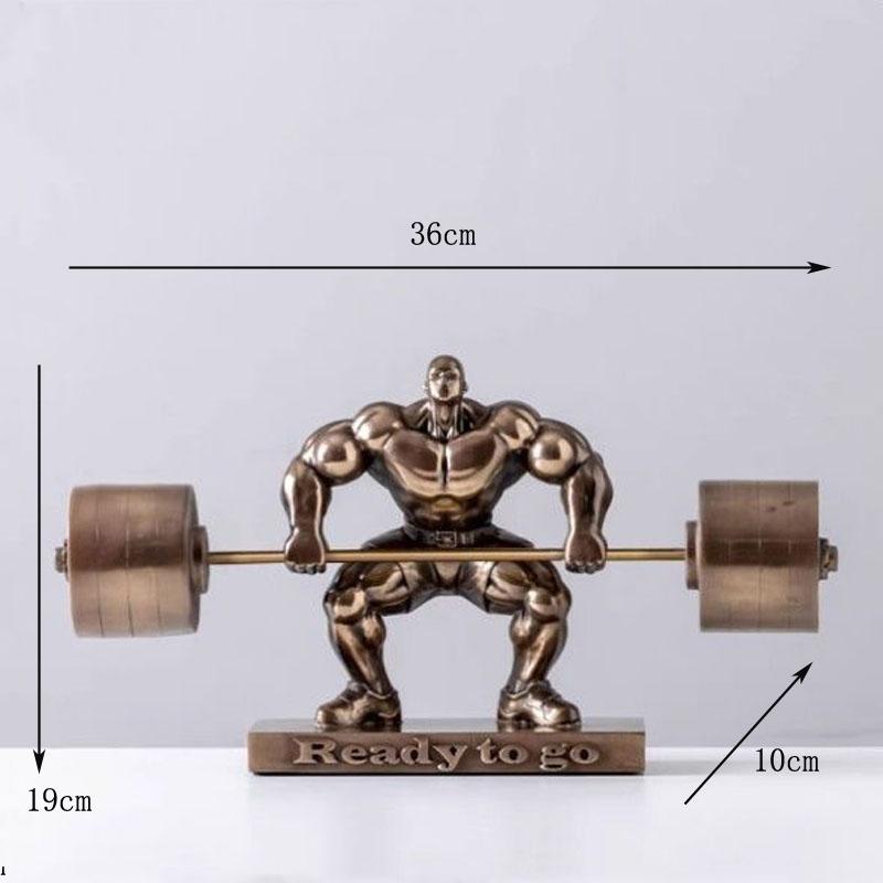 Muscle Man Weightlifting Bodybuilding Strongman Statue Resin Decoration Home Room Sculpture Ornaments Sports Gym Figurine Crafts