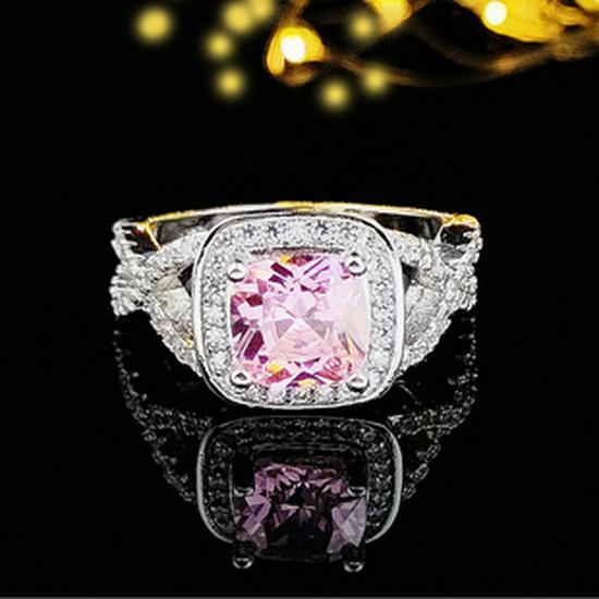 Bague de Bijoux Carrée Large Élégante Européenne et Américaine en Zircon