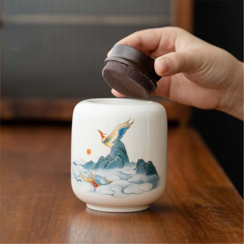 Horned Pansy Pengcheng Wanli Ceramic Tea Infuser Mug & Caddy Gift Set