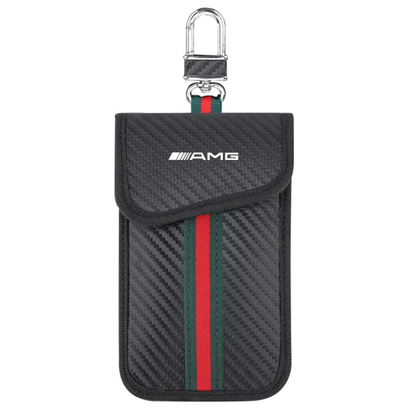 Car Key Case Signal Blocker Bag RFID Shielding Pocket Keychain For Mercedes Benz AMG GLA GLC GLS GLB GLE EQS Auto Accessories SR9