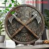 Scudo da Battaglia Vichingo Ascia Poster Metallico 8 Pollici Targhetta di Ferro Decorazione da Parete Robusta Rustica Segno Norreno