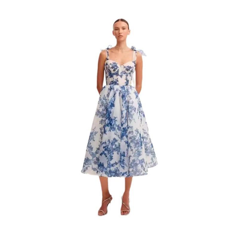 Rochie de seară cu zână din organza de modă pentru femei fără umăr