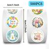 500 Pictures/roll Roll Sticker Tape Easter Bunny Handbook Material Decorative Envelope Seal Sticker