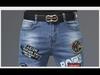 Pánské džíny slim fit elastické v korejském stylu s personalizovanými podzimními potisky