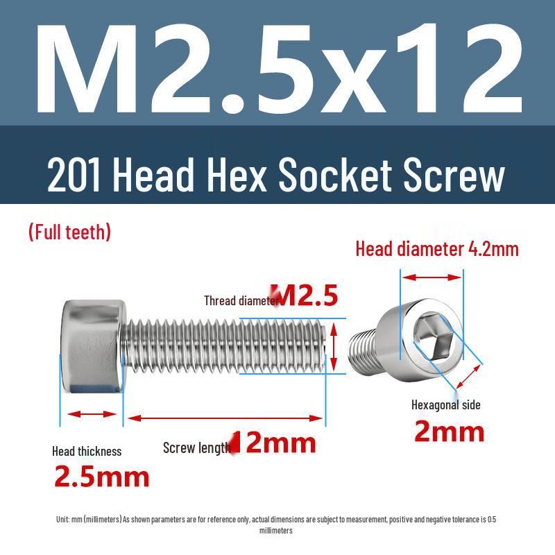 Yigu 201 Stainless Steel Cup Head Hexagon Screws and Bolts - M3, M4, M5, M6