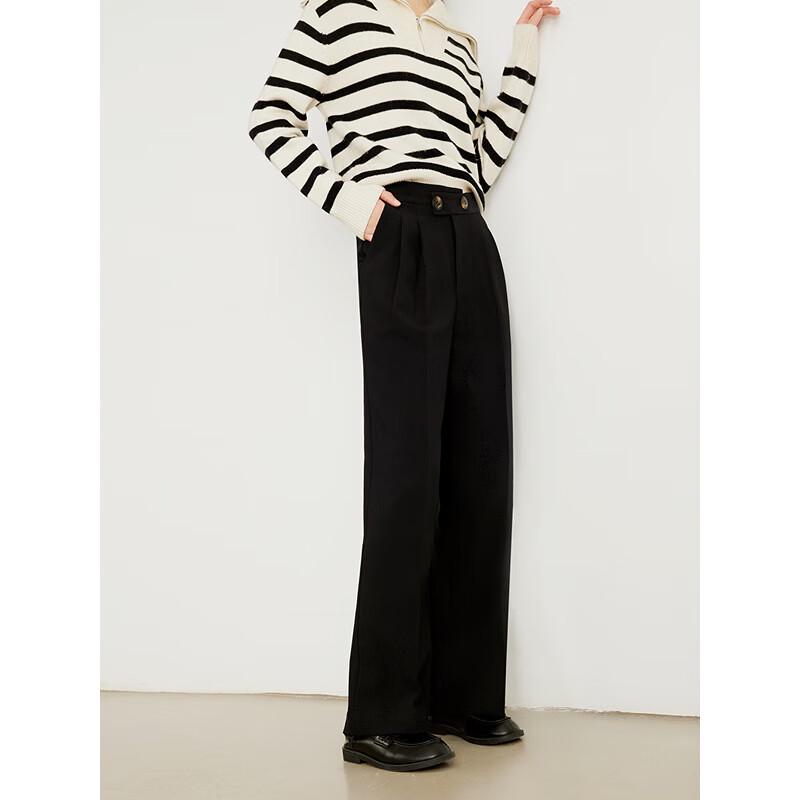 Gejin Women's High-Waist Straight-Leg Casual Trousers